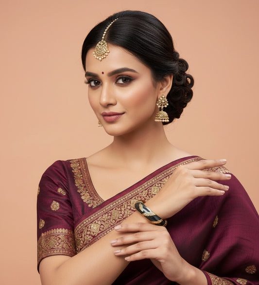 Black Enamel Bracelet with Gold Feather Design – Luxury Wide Statement Bangle for Women