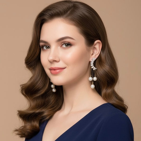 Elegant Crystal & Pearl Drop Earrings – Anti-Tarnish Jewellery