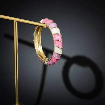 Multicolor Enamel Bracelet – Pink, Purple & White Gold-Tone Bangle for Women