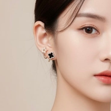 Trendy Anti-Tarnished Clover & Star Dual Design Earrings