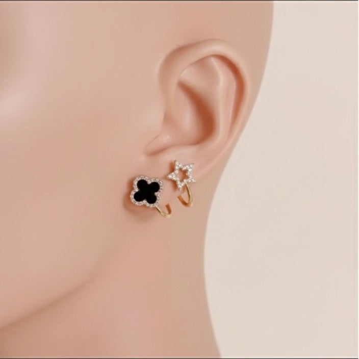Trendy Anti-Tarnished Clover & Star Dual Design Earrings